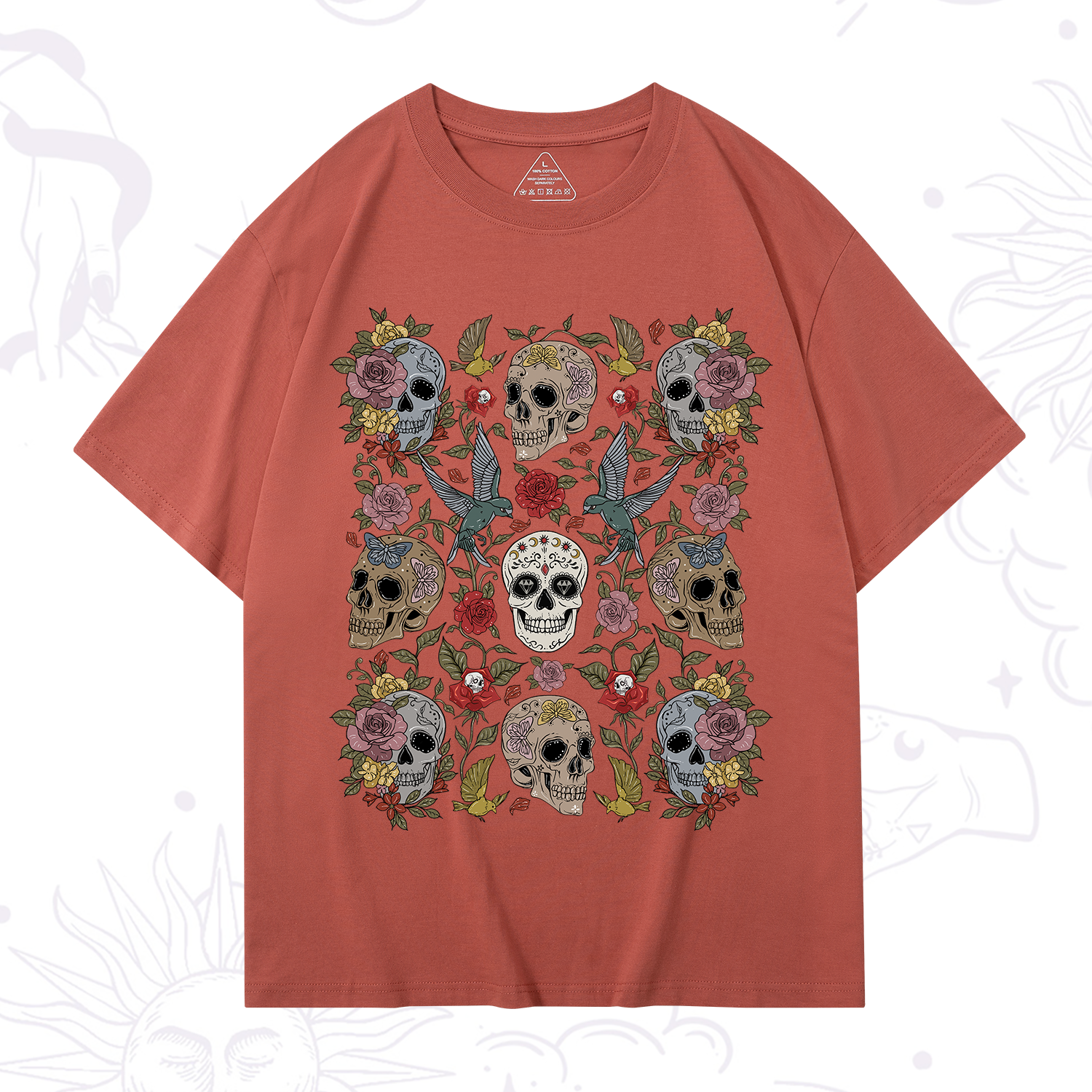 Purplehecate Skull Floral T-Shirt