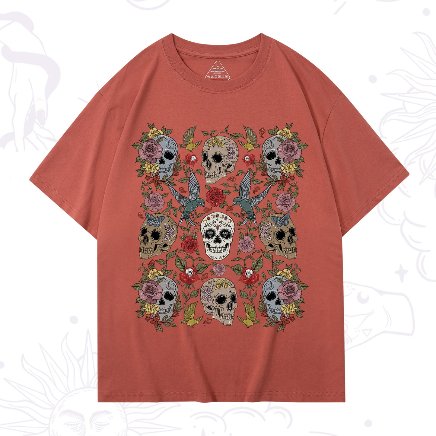 Purplehecate Skull Floral T-Shirt