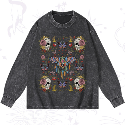 Purplehecate Moths Dancing Washed Long Sleeve Shirt