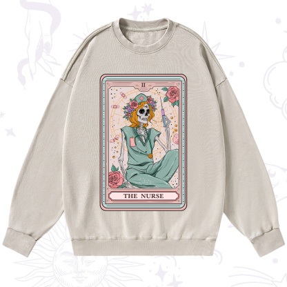 Purplehecate The Nurse Tarot Card Washed Sweatshirt