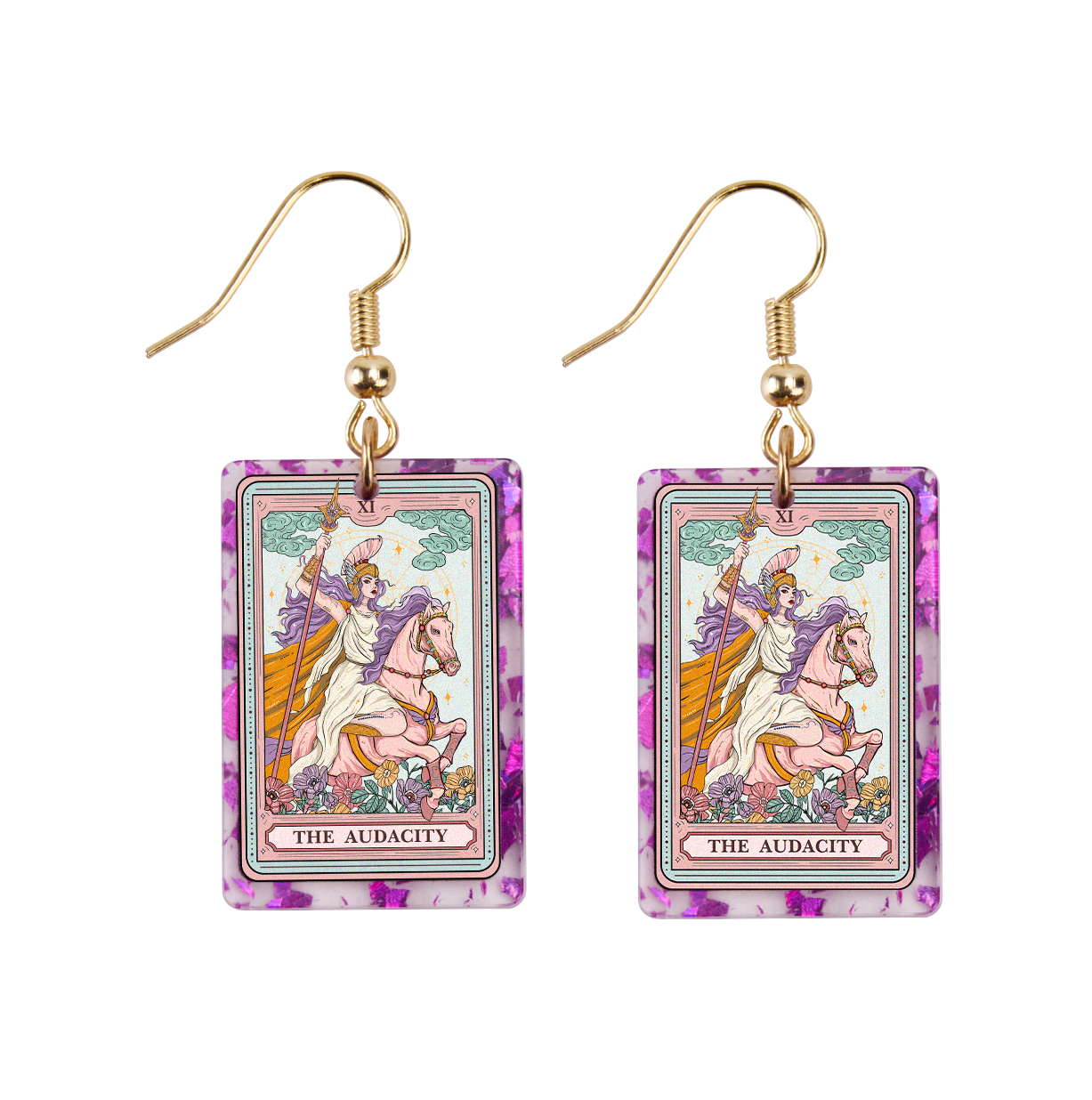 Purplehecate The Audacity Tarot Card Purple fragments Acrylic Earrings