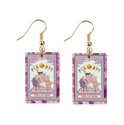 Purplehecate The Cat Mom Tarot Purple fragments Acrylic Earrings