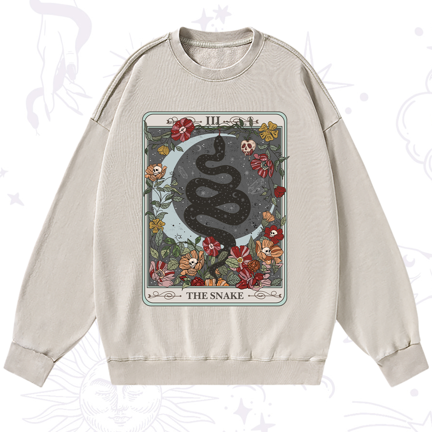Purplehecate The Snake Tarot Washed Sweatshirt