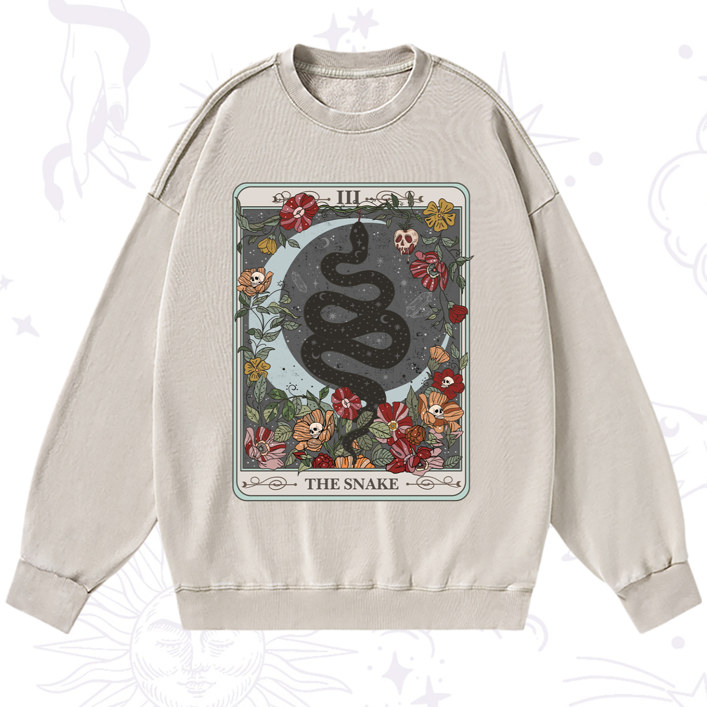 Purplehecate The Snake Tarot Washed Sweatshirt
