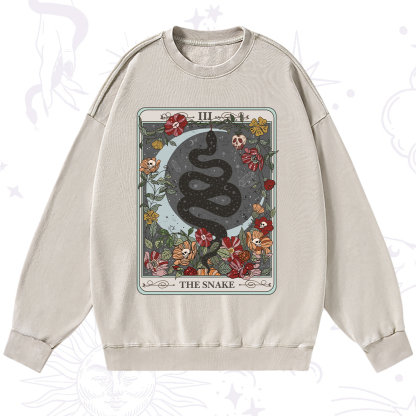 Purplehecate The Snake Tarot Washed Sweatshirt