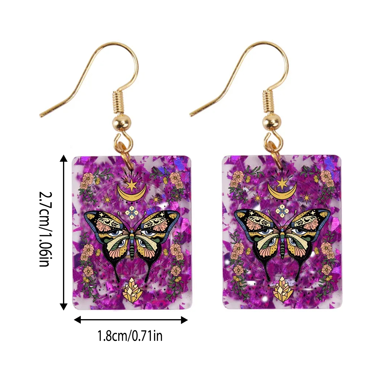 Purplehecate I Am Opening Purple fragments Acrylic Earrings