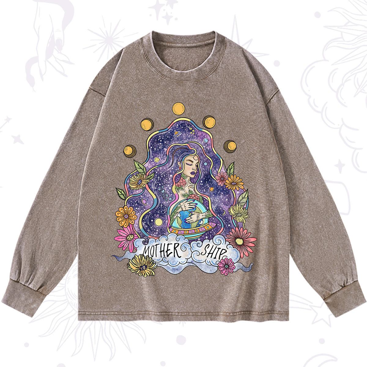 Purplehecate Mother Ship Washed Long Sleeve Shirt