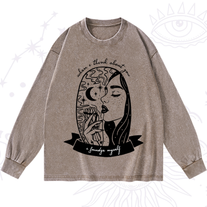 Purplehecate When I Think About You I Smudge Myself Washed Long Sleeve Shirt