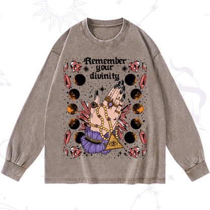 Purplehecate Remember Your Divinity Washed Long Sleeve Shirt