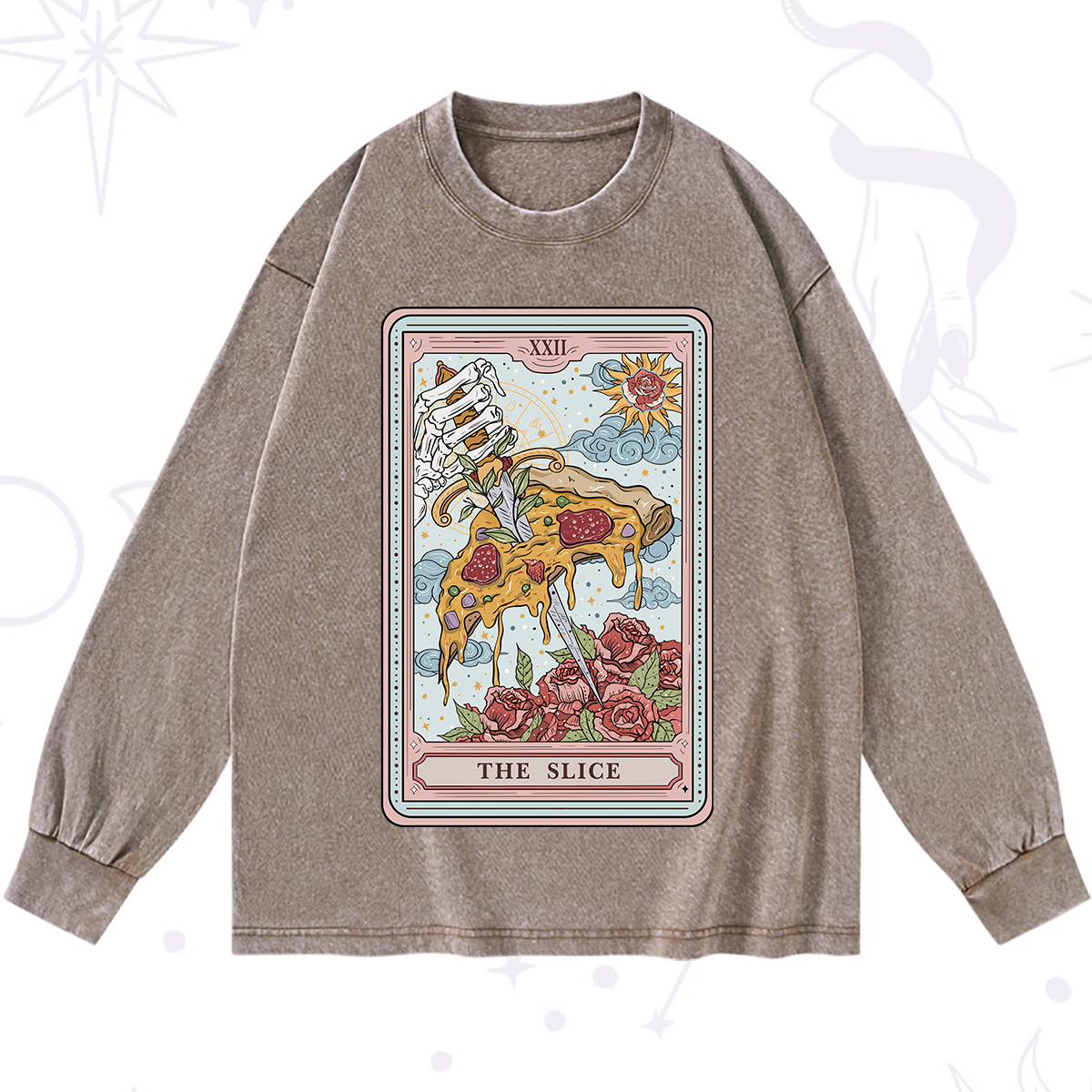 Purplehecate The Slice Food Tarot Washed Long Sleeve Shirt