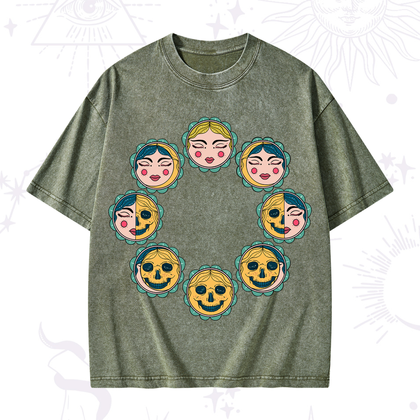 Purplehecate Lunar Skull Cycle Washed T-Shirt