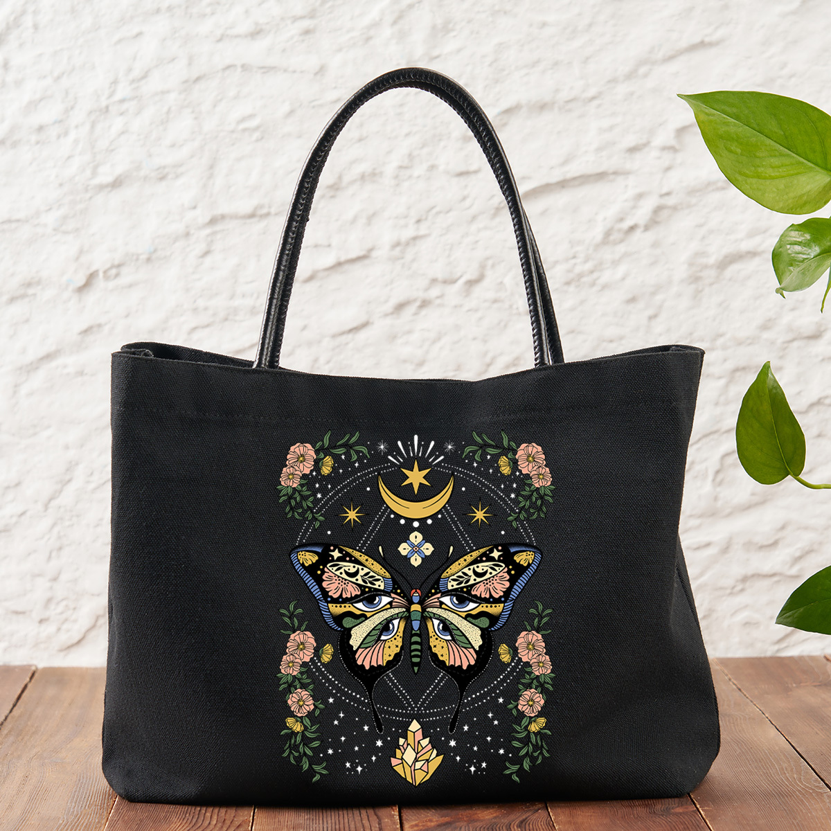 Purplehecate I Am Opening Leather Canvas Tote Bag