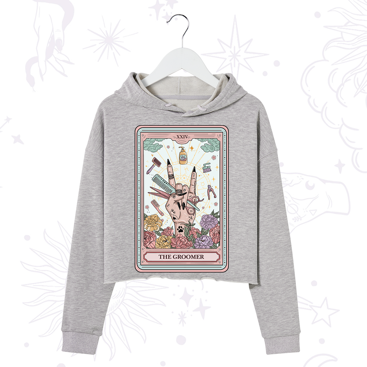 Purplehecate The Pet Groomer Tarot Card Crop Hoodie