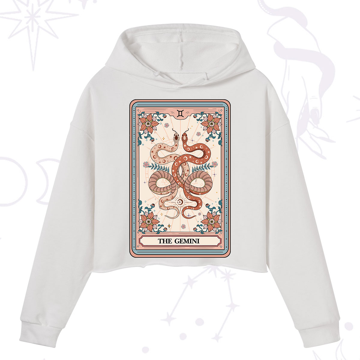 Purplehecate The Gemini Tarot Card Crop Hoodie