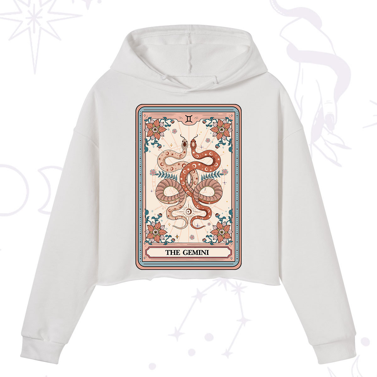 Purplehecate The Gemini Tarot Card Crop Hoodie