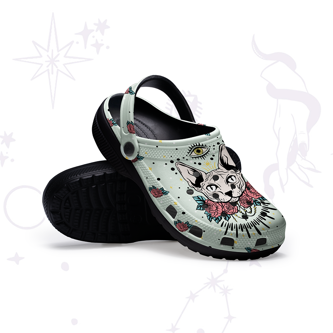Purplehecate Mystical Cat Rubber Clogs