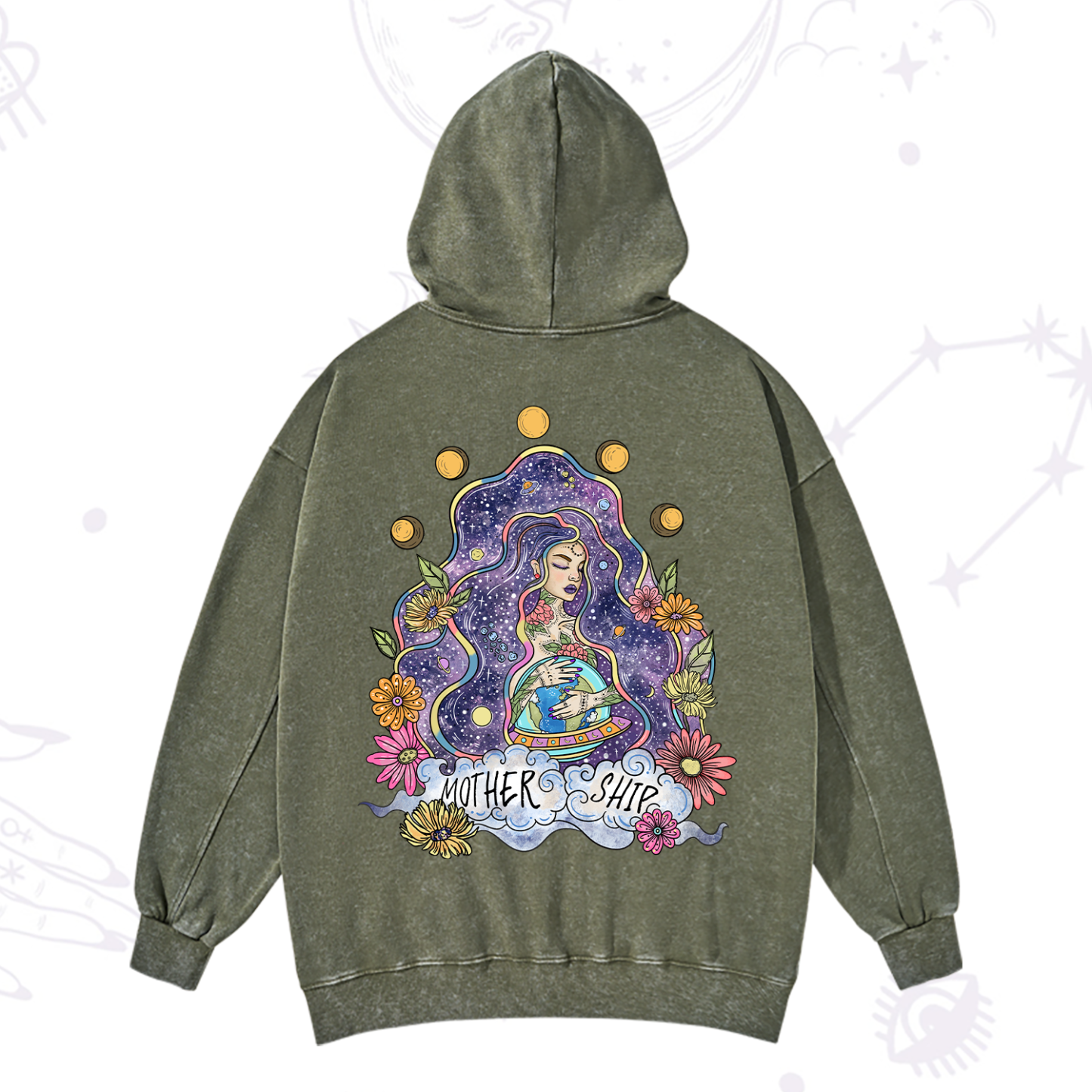 Purplehecate Mother Ship Washed Hoodie