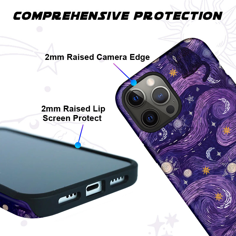 Purplehecate Mystic Cat Beneath the Cosmic Veil Phone Case