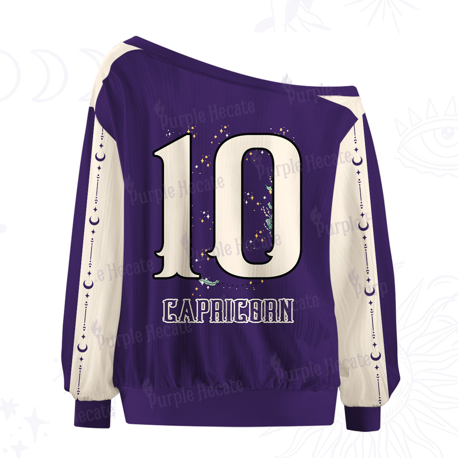 Purplehecate Capricorn Zodiac Off The Shoulder Graphic Jersey