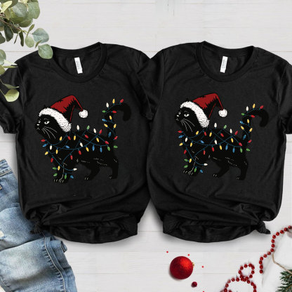 Purplehecate Cute Cat Christmas Family Matching T-Shirts