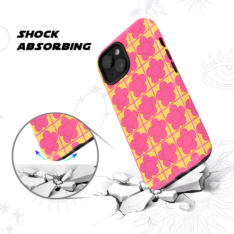 Purplehecate Bubble Flower Checkered Phone Case