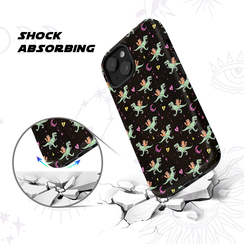 Purplehecate Witch Cat Rides the Dino Phone Case