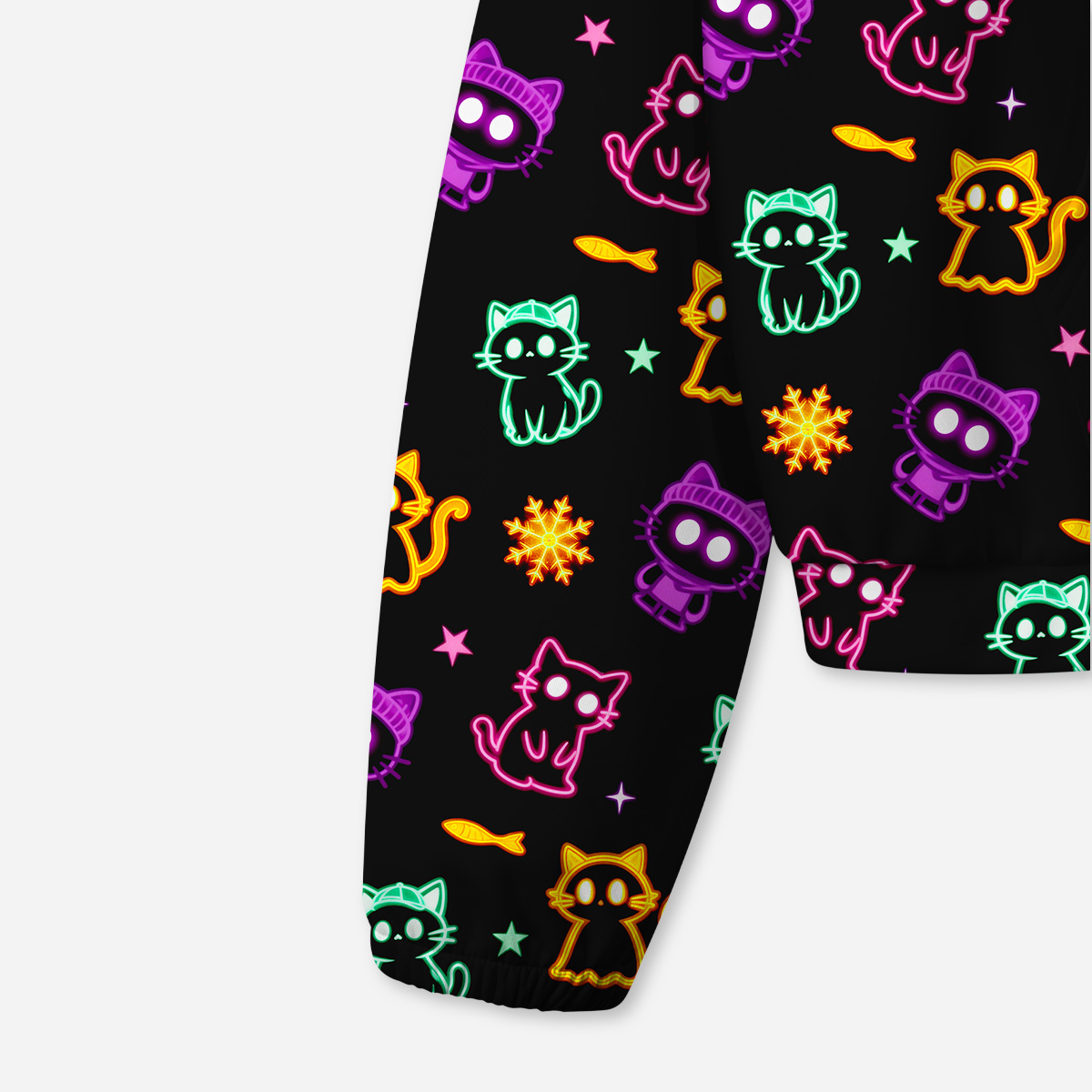 Purplehecate Neon Cat Party All-Over Print Hoodie
