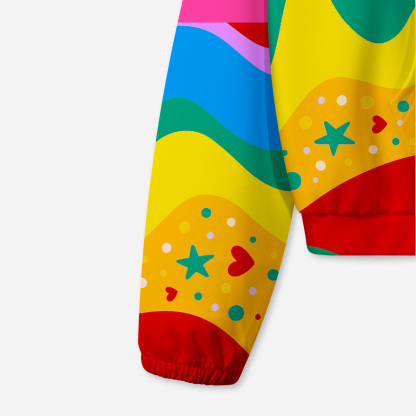 Purplehecate Dreamy Rainbow Waves All-Over Print Hoodie