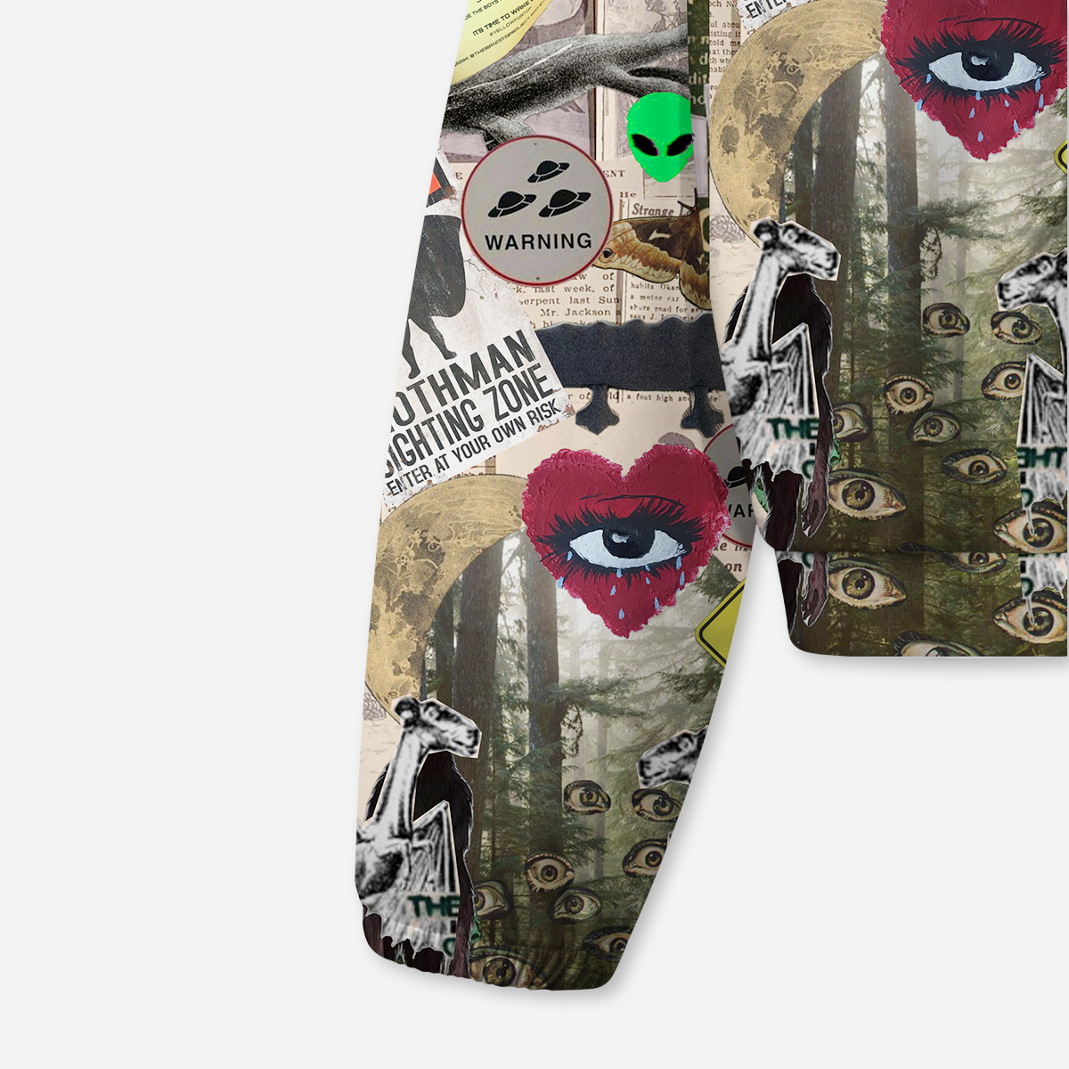 Purplehecate Cryptid Warning Collage All-Over Print Hoodie