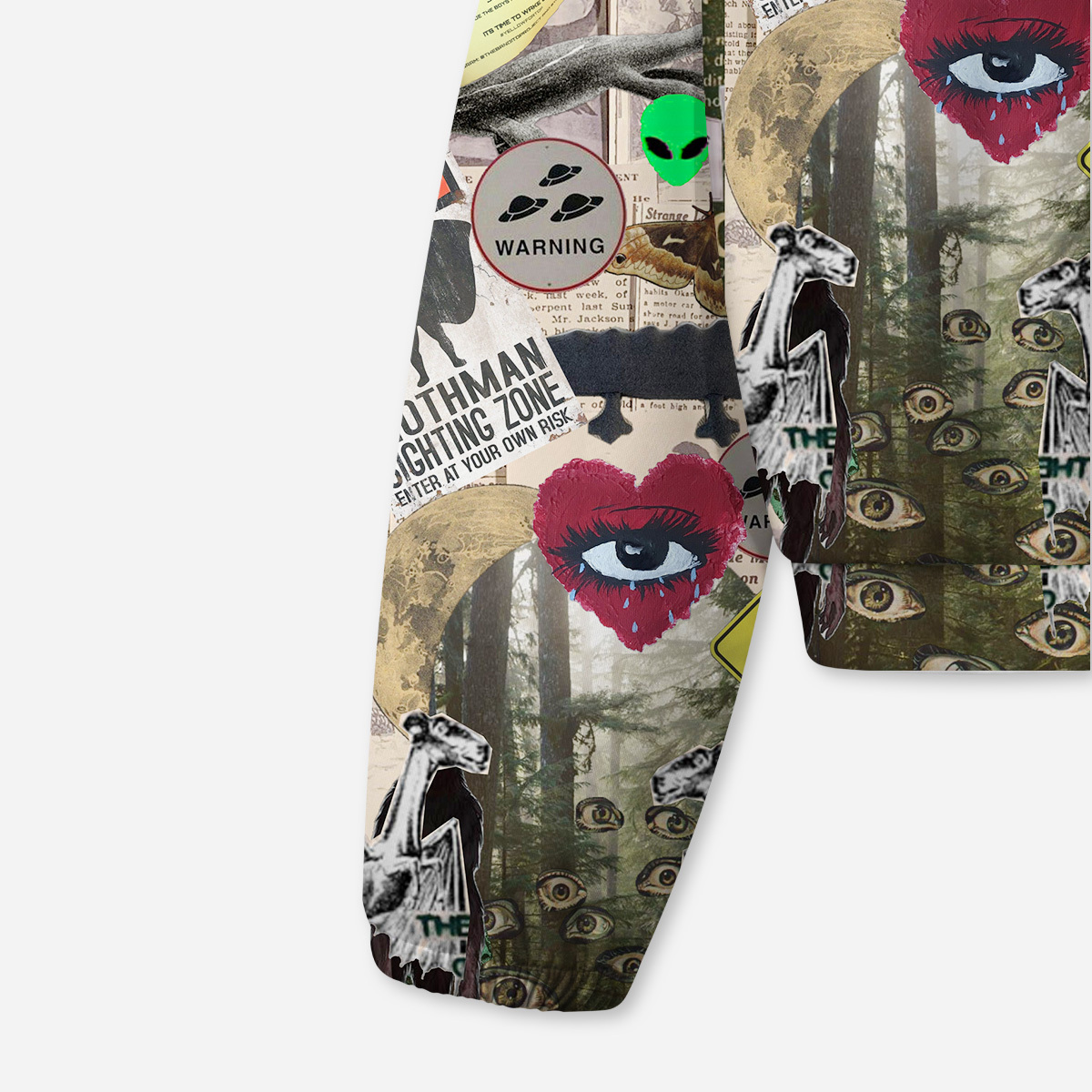 Purplehecate Cryptid Warning Collage All-Over Print Hoodie