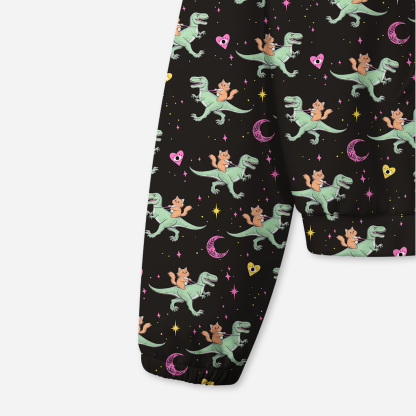 Purplehecate Witch Cat Rides the Dino All-Over Print Hoodie