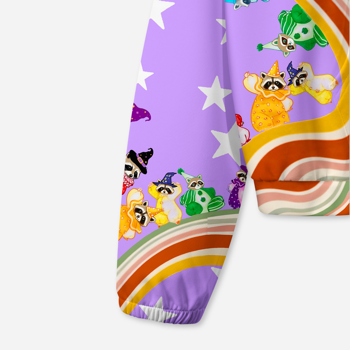 Purplehecate Rainbow Raccoon Star All-Over Print Hoodie