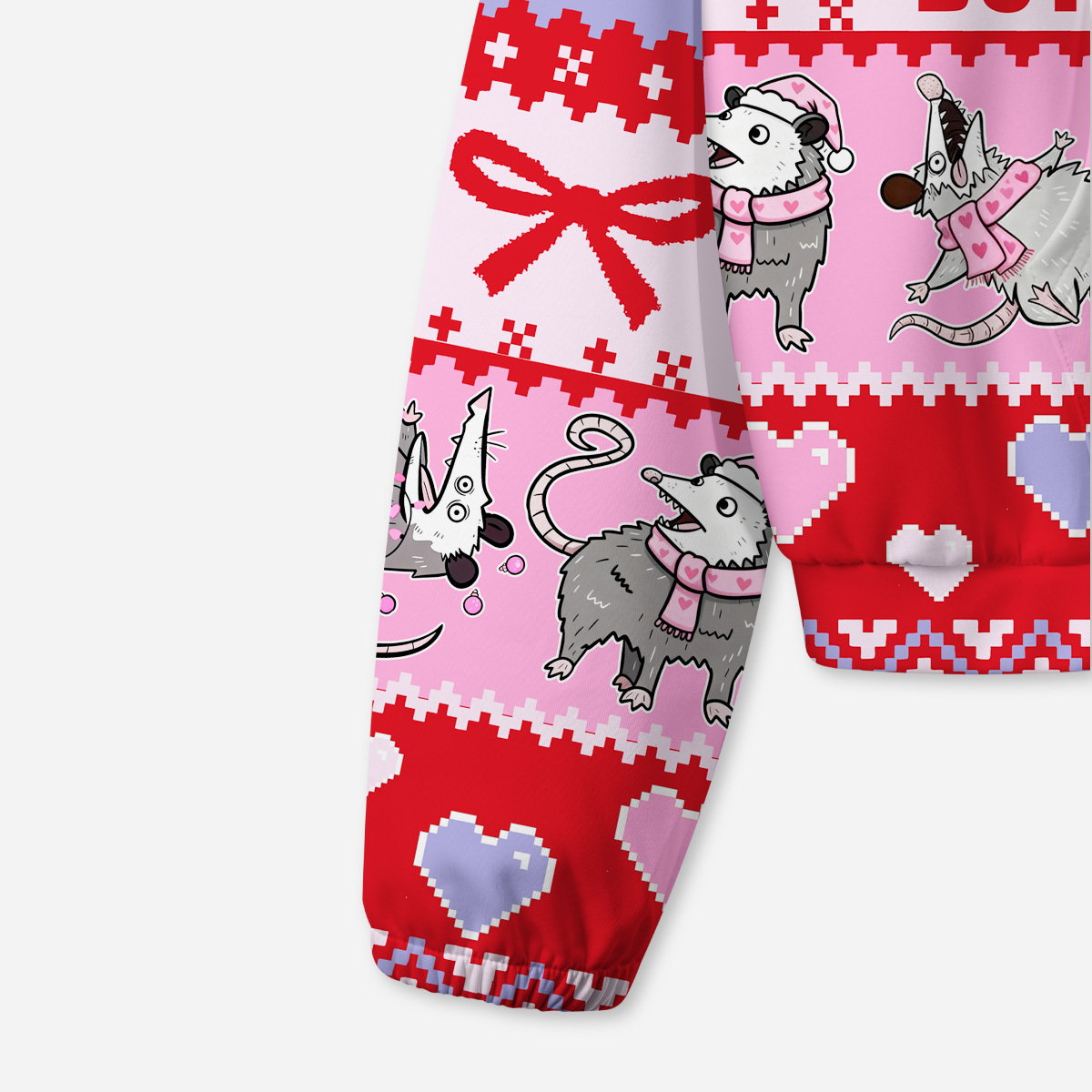 Purplehecate Overstimulated But Festive Possum Valentine All-Over Print Hoodie