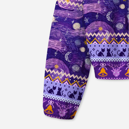 Purplehecate Mystic Cat Beneath the Cosmic Veil All-Over Print Hoodie