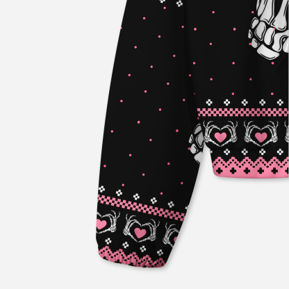 Purplehecate Sweet Gothic Skeleton Heart All-Over Print Hoodie