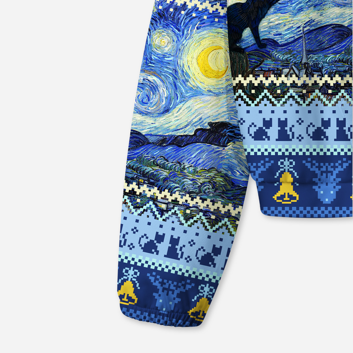 Purplehecate Witch Cat Under the Starry Night All-Over Print Hoodie