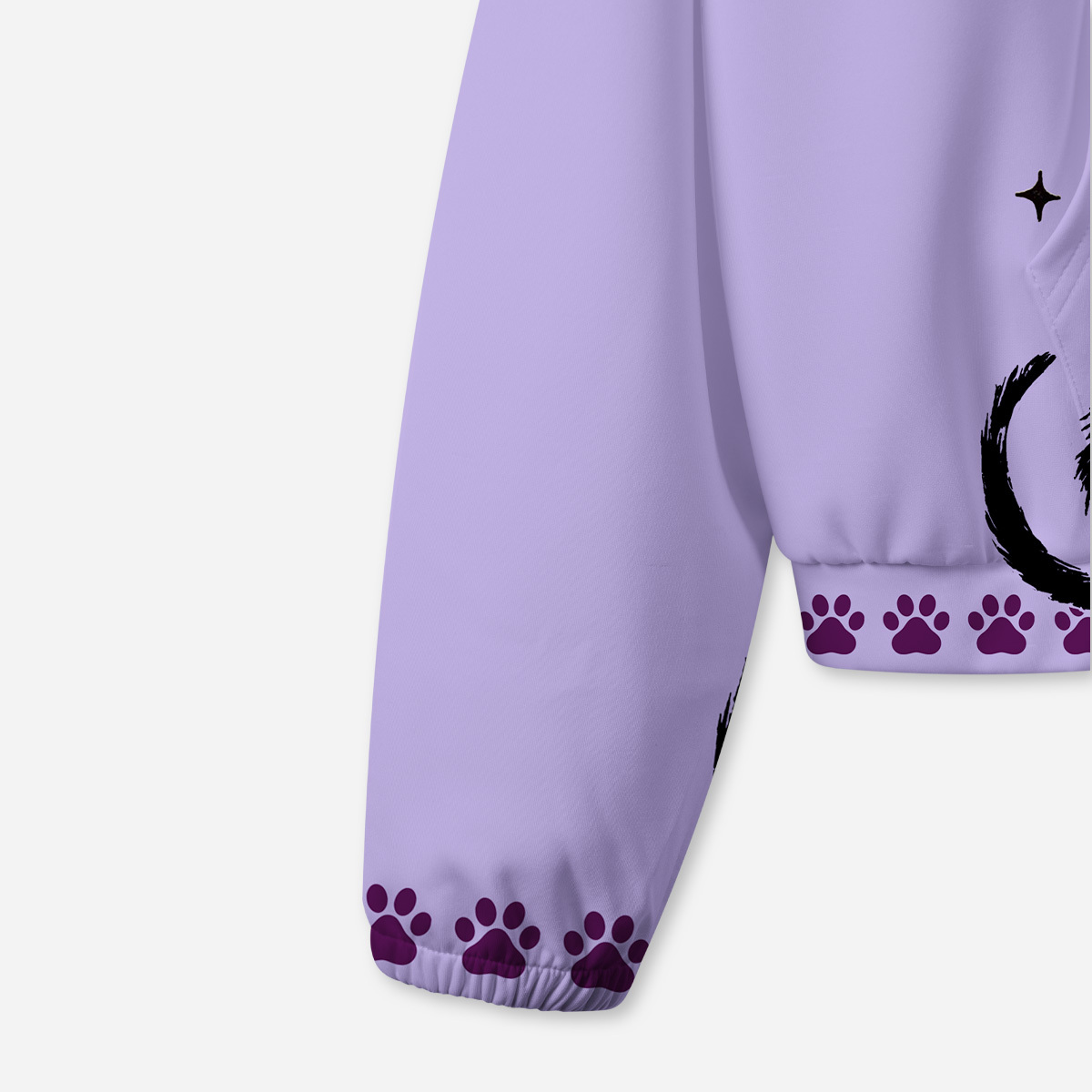 Purplehecate Midnight Pawprints Black Cat All-Over Print Hoodie