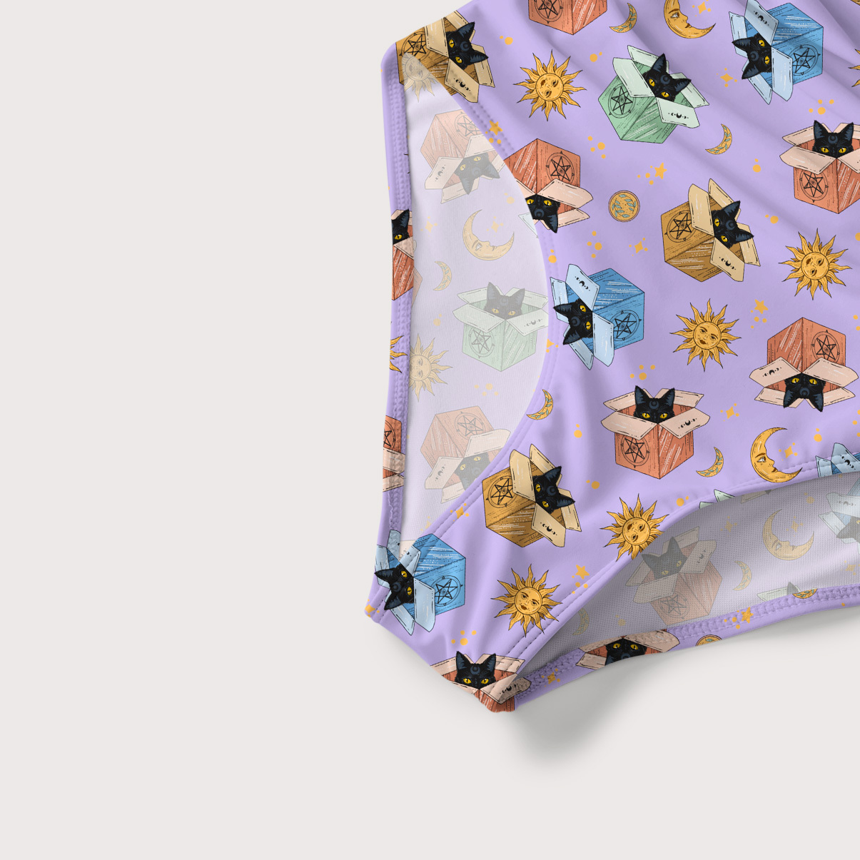 Purplehecate Magical Black Cat Slim-Strap Swimsuit