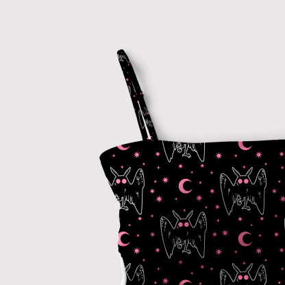 Purplehecate Witchy Mothman Night Slim-Strap Swimsuit