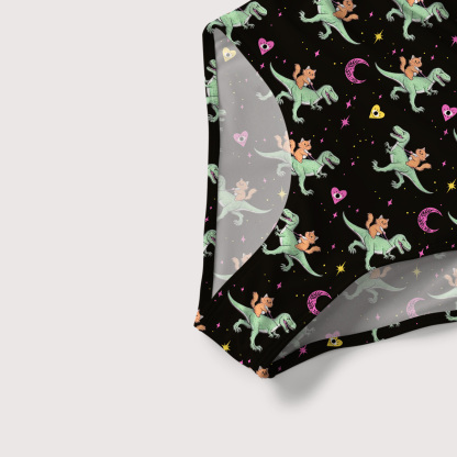 Purplehecate Witch Cat Rides the Dino Slim-Strap Swimsuit