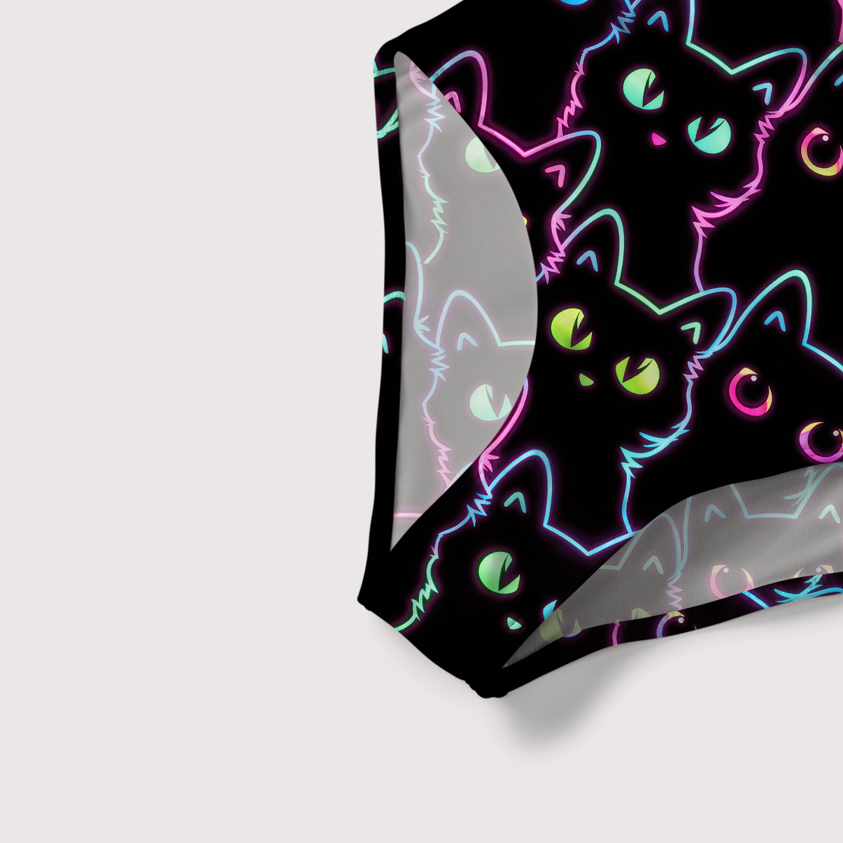 Purplehecate Neon Glow Stacked Cats Slim-Strap Swimsuit