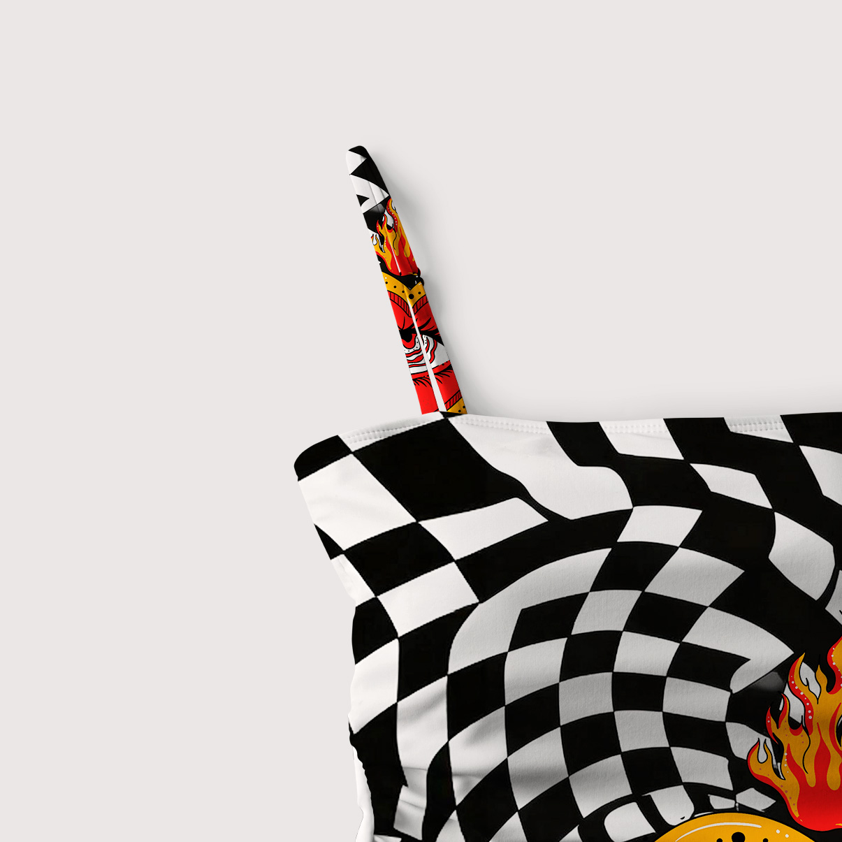 Purplehecate Trippy Rainbow Heart Eye Knit Slim-Strap Swimsuit