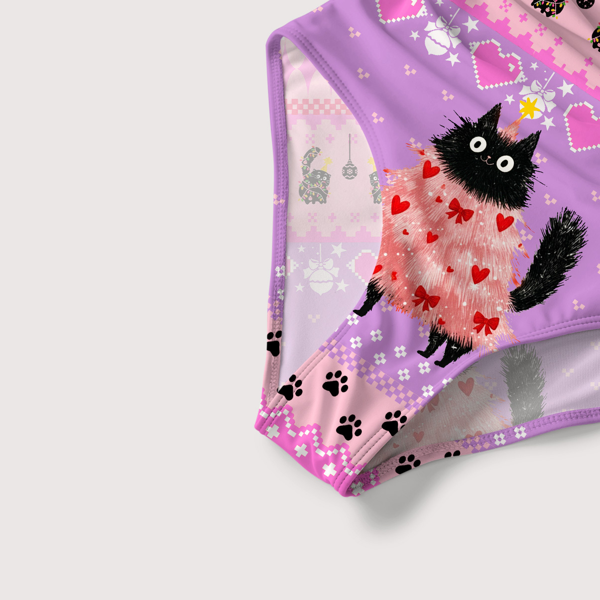 Purplehecate Funny Black Cat in Tree Slim-Strap Swimsuit