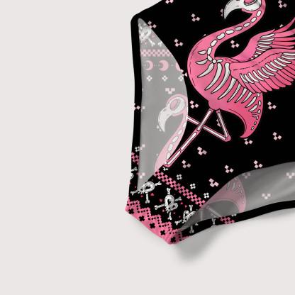 Purplehecate Witchy Pink Flamingo Skull Slim-Strap Swimsuit