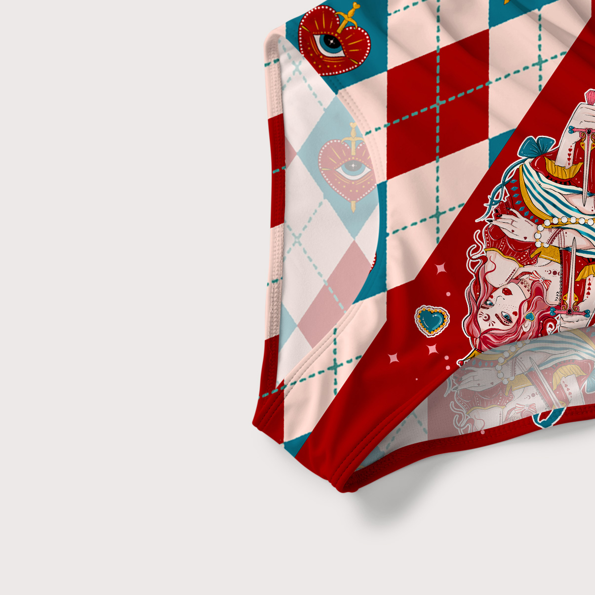 Purplehecate Queen of Hearts Slim-Strap Swimsuit