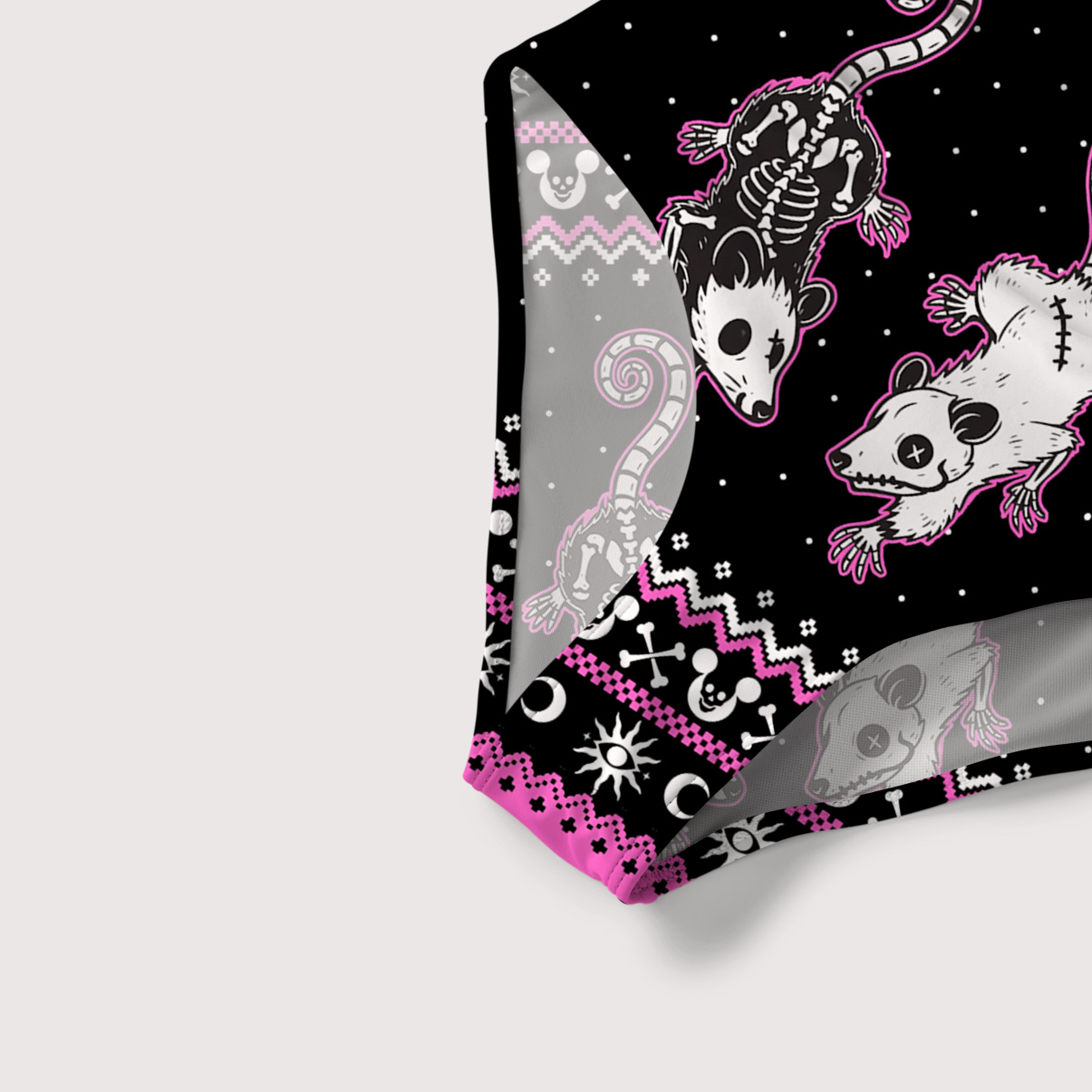 Purplehecate Moonlit Skeleton Rats Slim-Strap Swimsuit