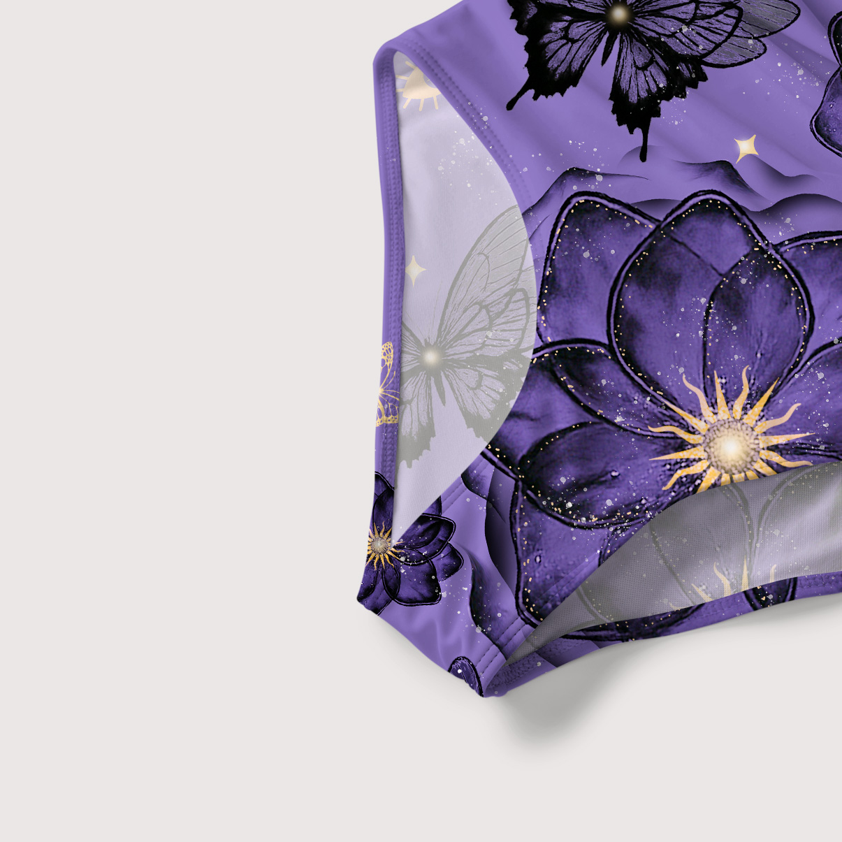 Purplehecate Moonlit Petals and Wings Slim-Strap Swimsuit