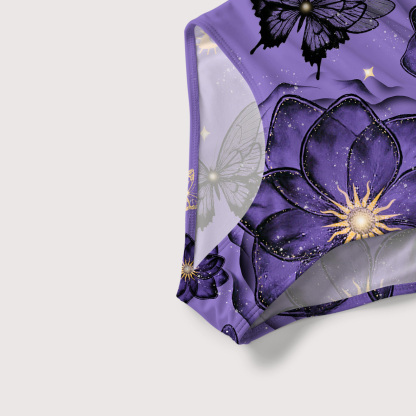 Purplehecate Moonlit Petals and Wings Slim-Strap Swimsuit