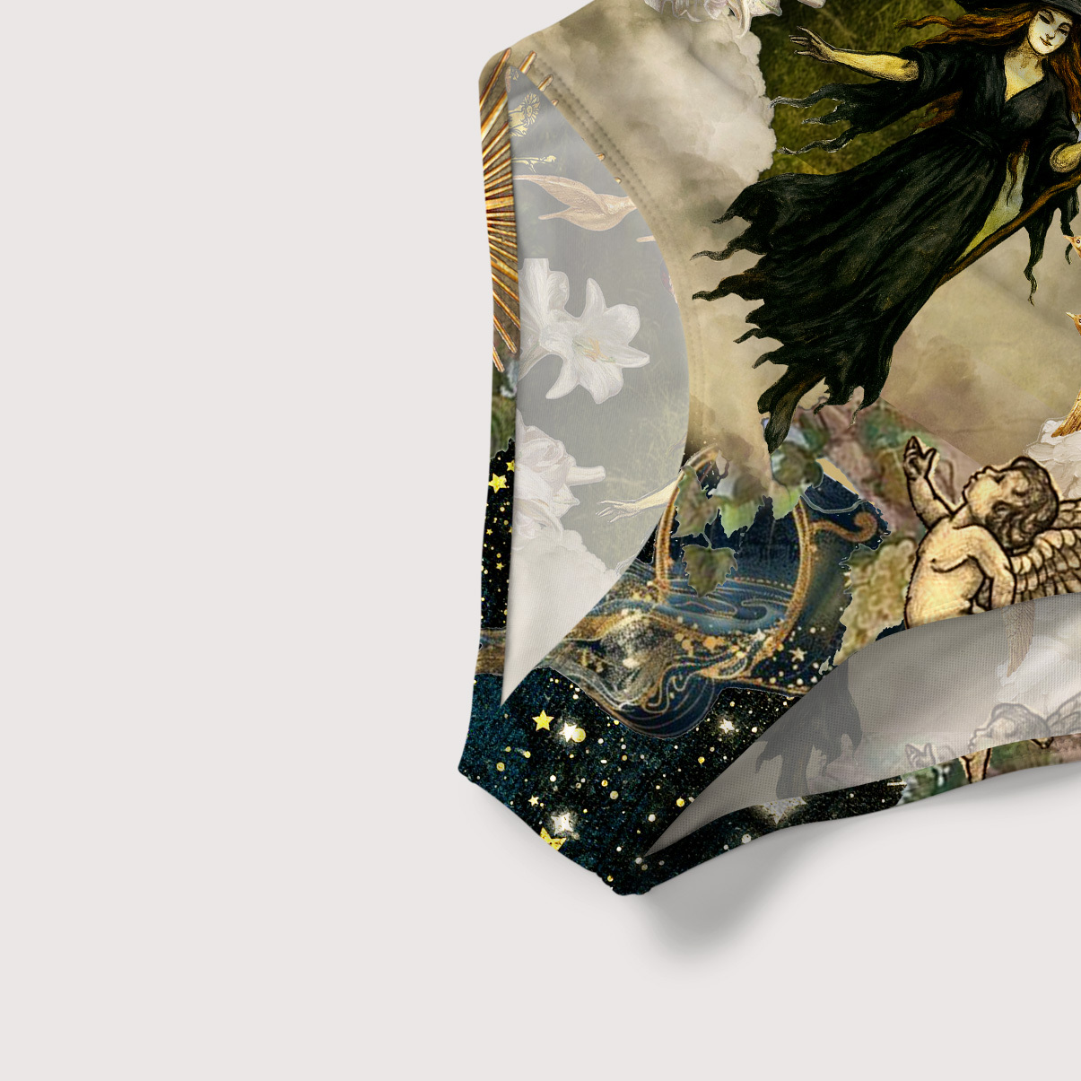 Purplehecate Garden of the Celestial Witch Slim-Strap Swimsuit