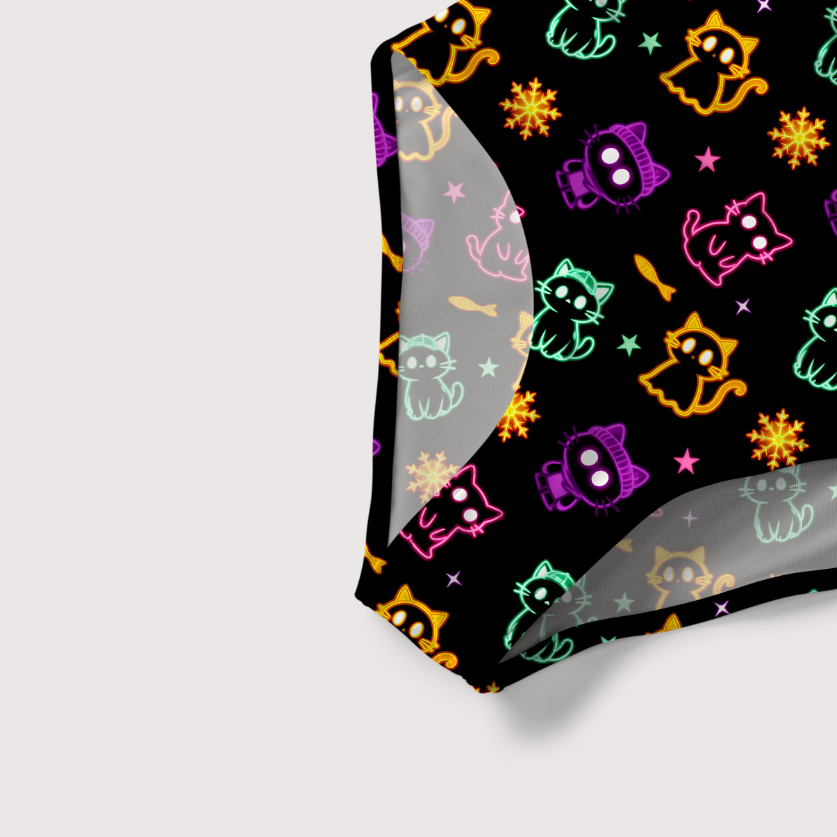 Purplehecate Neon Cat Party Slim-Strap Swimsuit